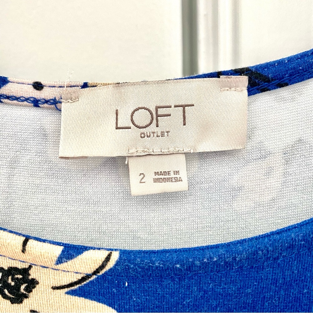 Loft Floral Royal Blue Mini Dress Sz 2